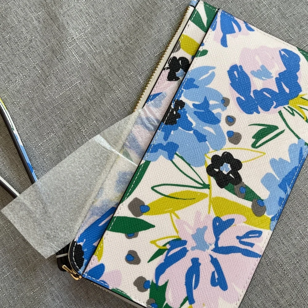 Kate Spade Lucy Festival Floral L-Zip Wristlet Women OS Cream Multi Flower NEW‎